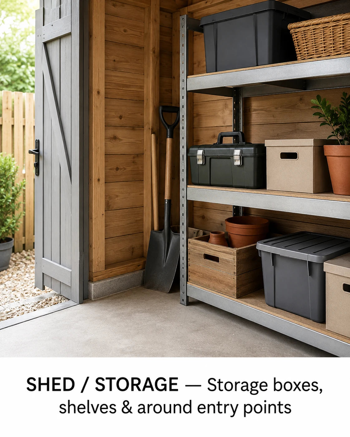 Shed and storage placement areas