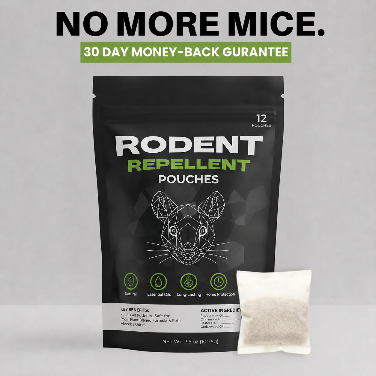 Place These Pouches Anywhere Mice Hide - And Watch Them Disappear.